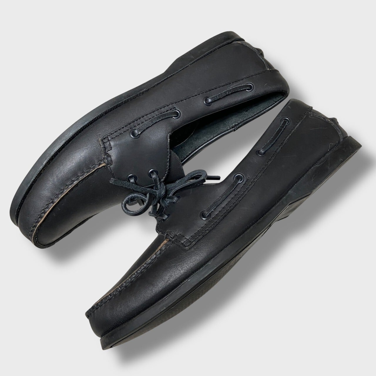 ☆STJOHNSBAYセントジョンズベイ☆オールブラックレザーデッキシューズ  