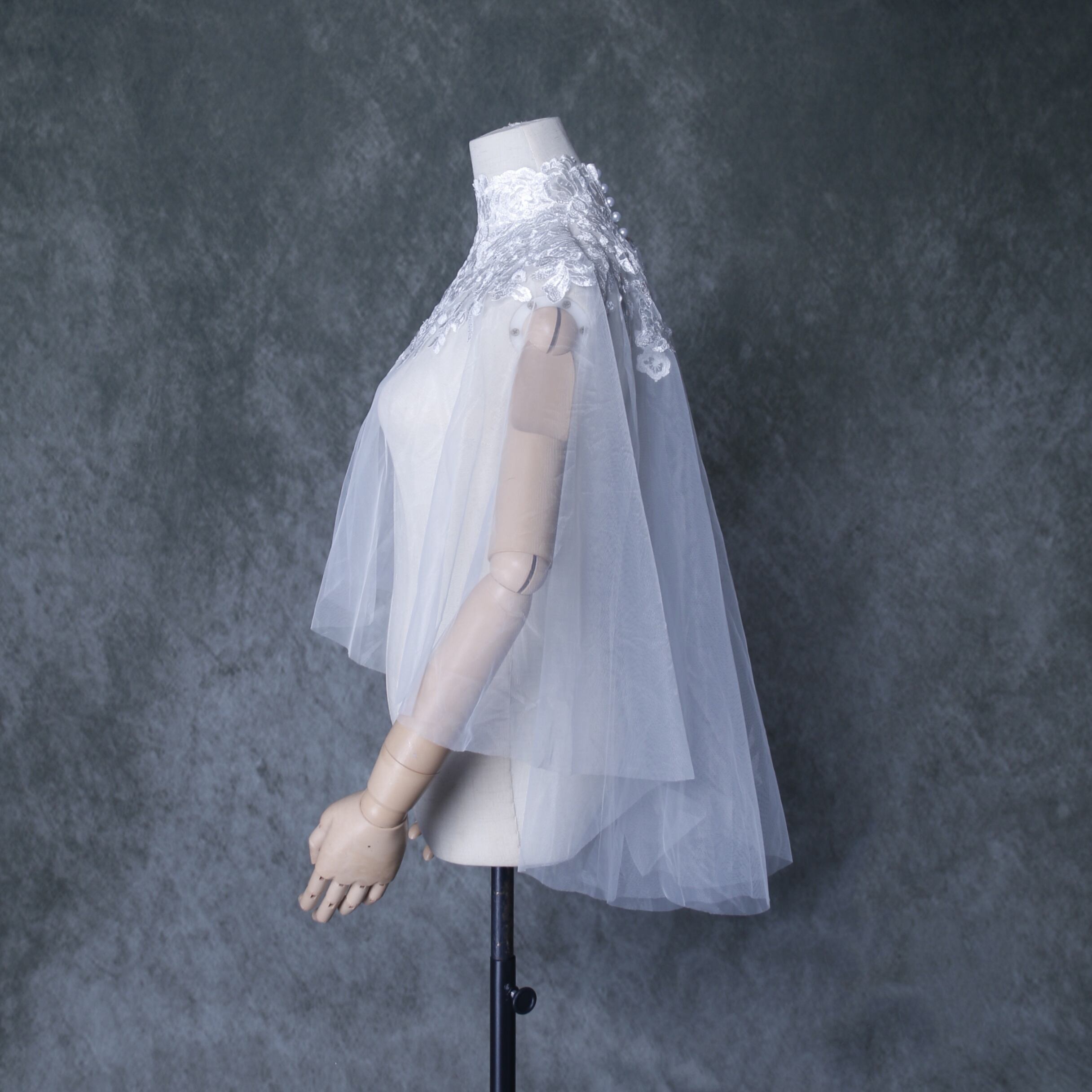 エレガント トップス ケープ風ボレロ ウエディングドレス 咲き誇る透け