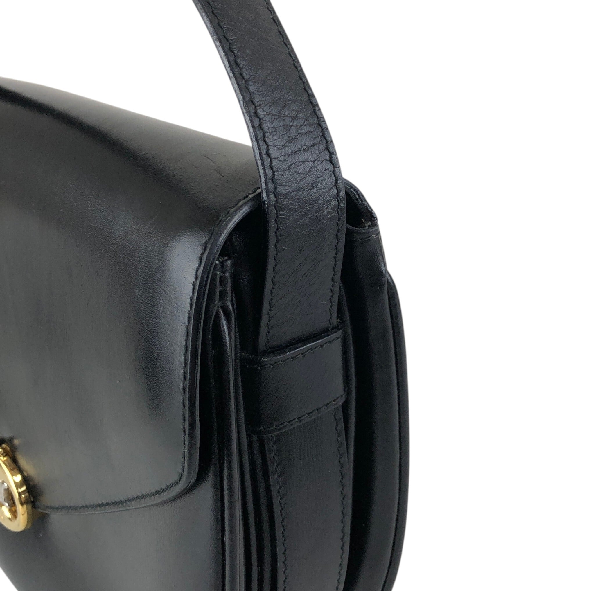 CELINE セリーヌ ショルダーバッグ ブラック ブラゾン レザー vintage