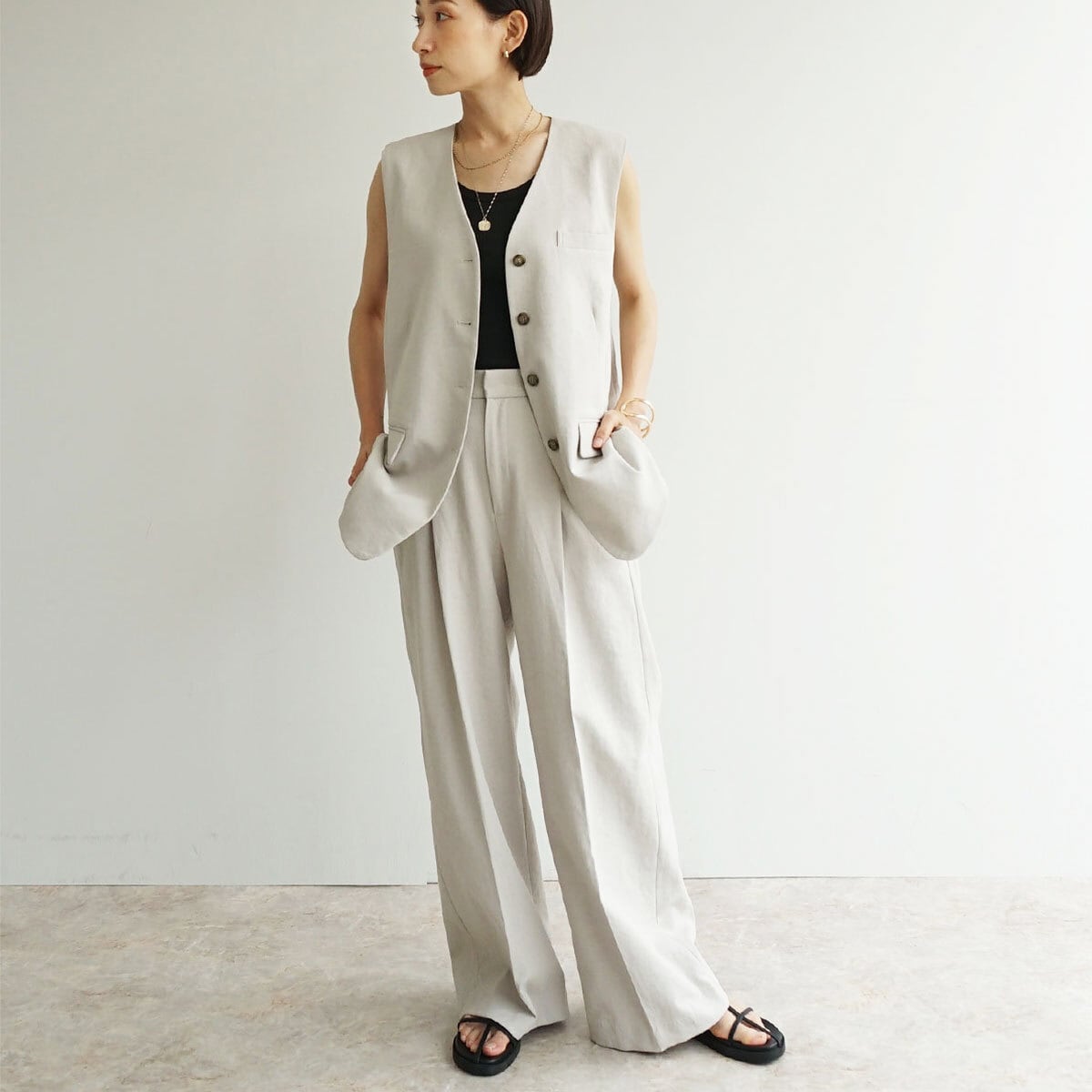 麻タックパンツ | FASHFREN/ファッシュフレン「35歳からの女性の 麻タックパンツ | FASHFREN/ファッシュフレン「35歳からの女性の