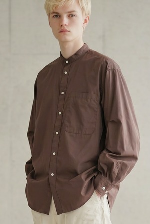 DAIWA PIER39（ダイワピア39） TECH BAND COLLAR SHIRTS LONG SLEEVE  （ブラウン Mサイズ）BE-86020W（BS)