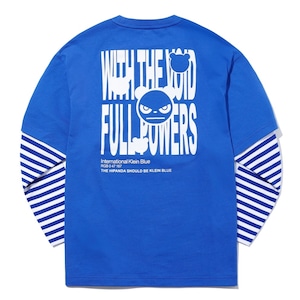 SALE 送料無料【HIPANDA ハイパンダ】メンズ レイヤード ビッグサイズ ロンT MEN'S LAYERED LONG SLEEVED T-SHIRT / BLUE