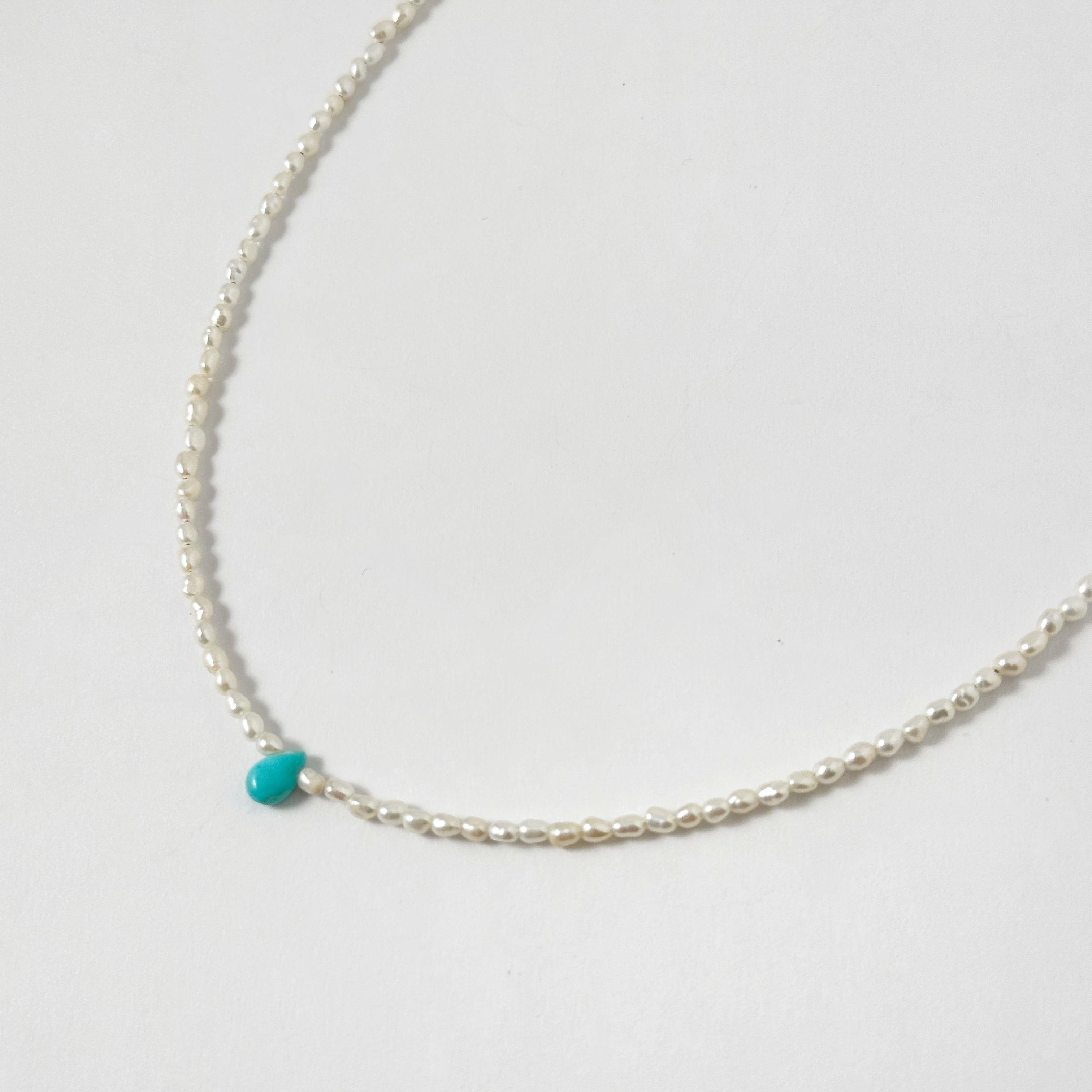 【ラスト2】Lagoon Original 極小パール &一粒 ターコイズ 40 cm