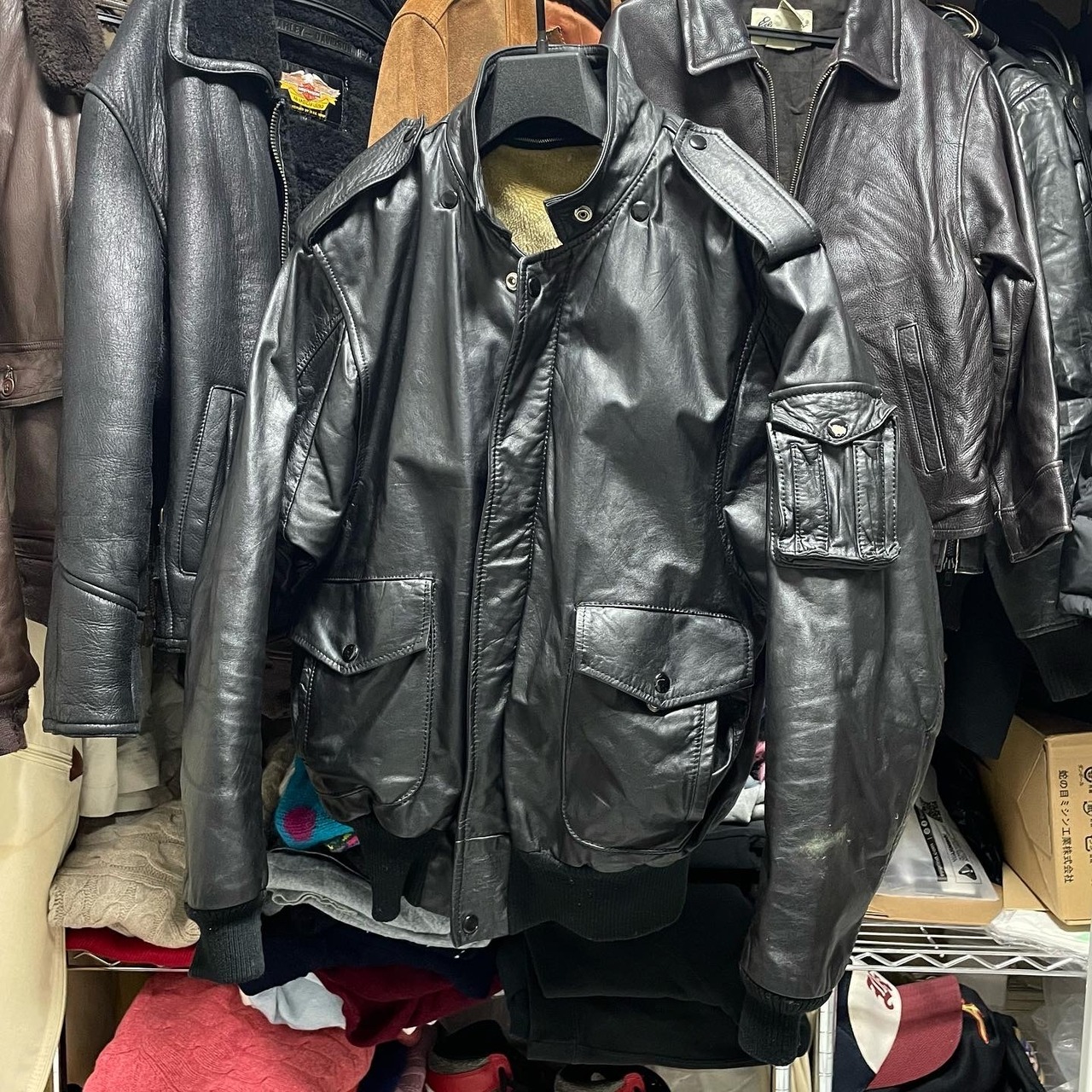 EURO VINTAGE レザージャケット ライナー付き ブラック 古着 