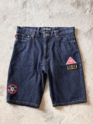 STUSSY/ROUGH RUGGED/Denim Shorts/W32/ワッペン付きデニムショ－ツ/ショ－トパンツ/インディゴ/ステュ－シ－