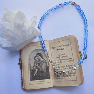 SERENITY AQUA GLEA RIBBON CHOKER NECKLACE【AA68】