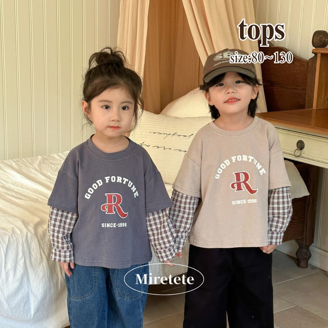 【取寄】カジュアルコーデはこれに決まり!レイヤードチェックカットソー