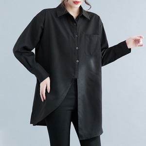 ASYMMETRIC LONG SLEEVES RELAXED MIDI SHIRT M-18144