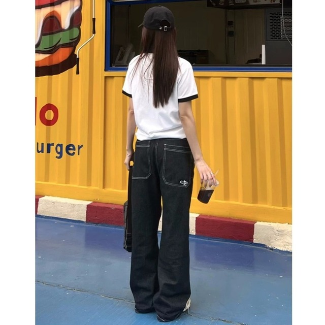 ダックスフントグラフィックリンガーTシャツ 2col R02294