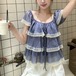 2色／レースヘムティアードシフォンブラウス ・77746