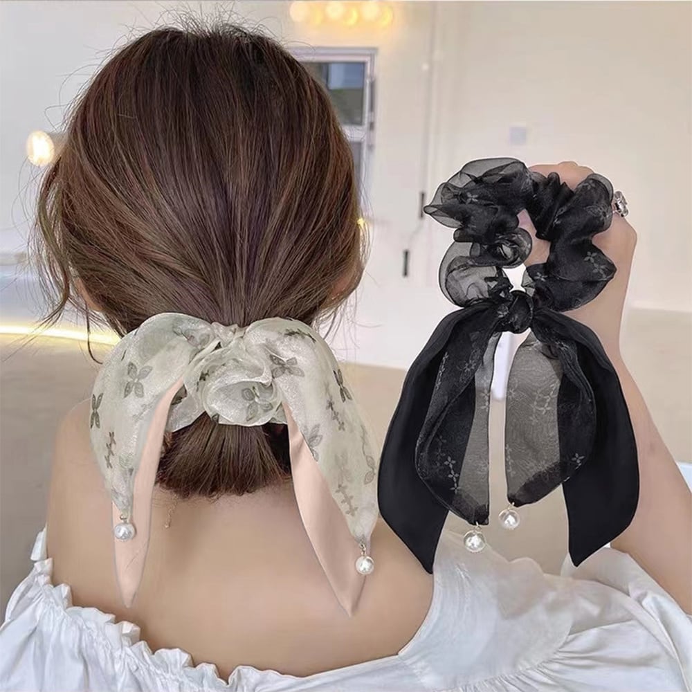 リボンヘアゴム シュシュ レディース おしゃれ ヘアアレンジ