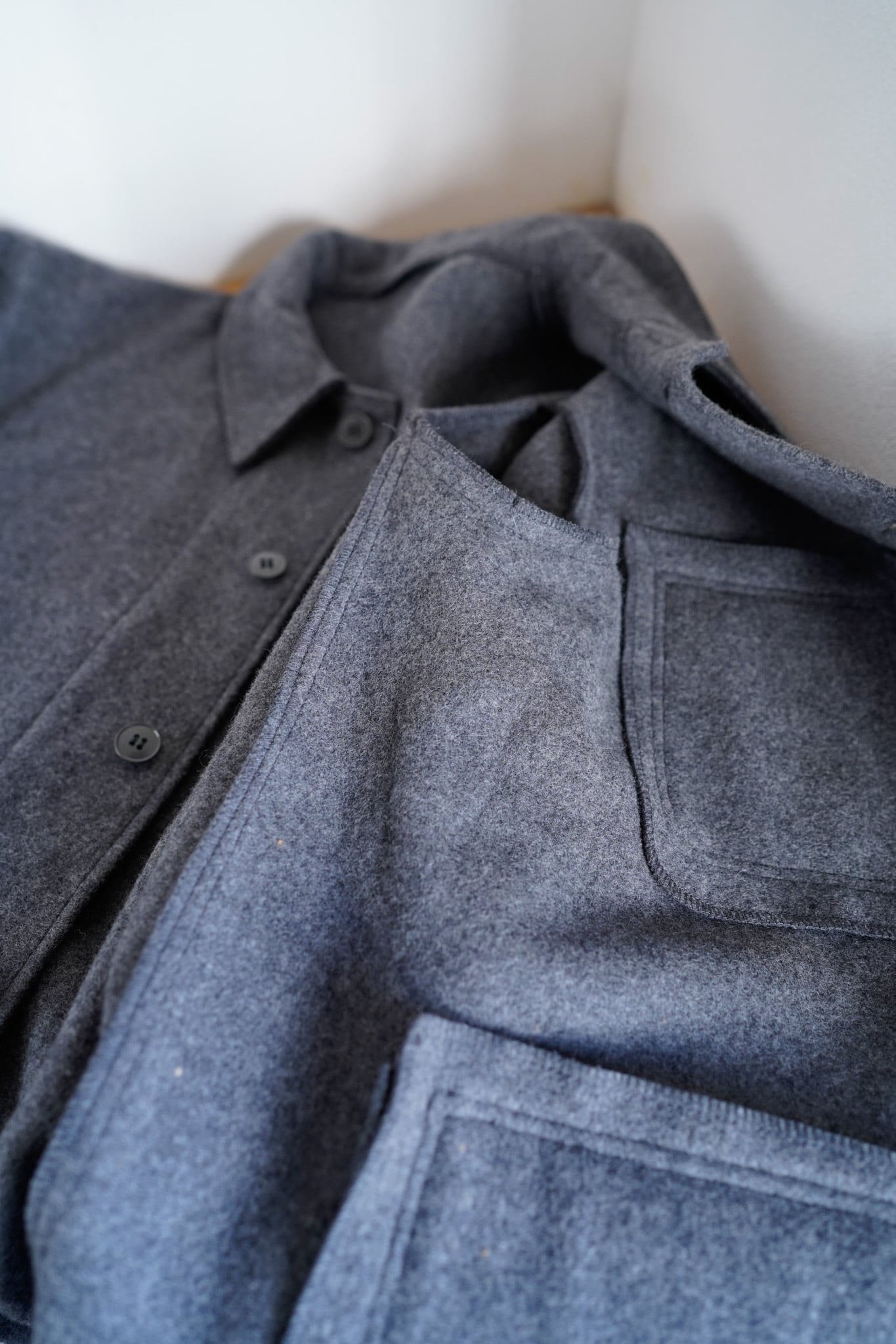 フレンチヴィンテージ　ウール　ファーマーズ　ジャケット DEADSTOCK】40-50s “Grey & Black” French Wool Farmers Jacket