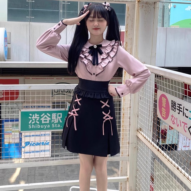 天使と悪魔 サブカル系 ファッション セミロリ ソフトロリータ ブラウス ネクタイ付き 地雷系 地雷女子 JKロリータ 原宿ファッション JKファッション  地雷服 ロリィタ服 かわいい | 天使と悪魔 サブカル系ファッション SEASONZ～サブカル系、地雷系、アイドル衣装専門～