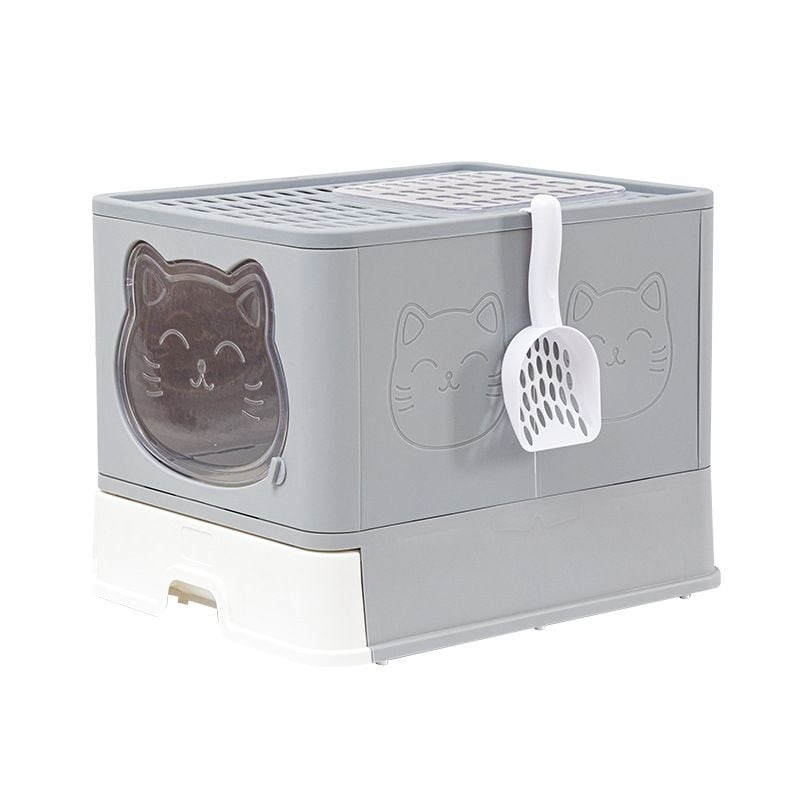 目隠し 隠す ボックス インテリア 猫トイレ本体 キャットトイレ おしゃれ フル 防止 猫用トイレ スコップ付き 飛び散り 脱臭 大型 白 ドーム型 