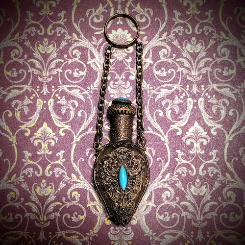 Antique Perfume Glass Bottle Finger Chatelaine