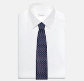 3-Fold Silk Tie, Floral Pattern, Blue and Red - JA056337-3