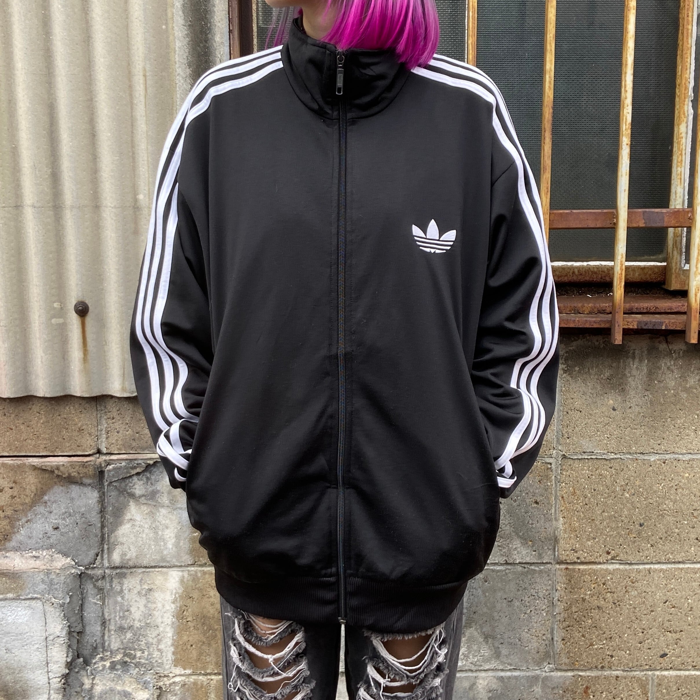 00年代 adidas アディダス トレフォイルロゴ刺? ジャージ トラック