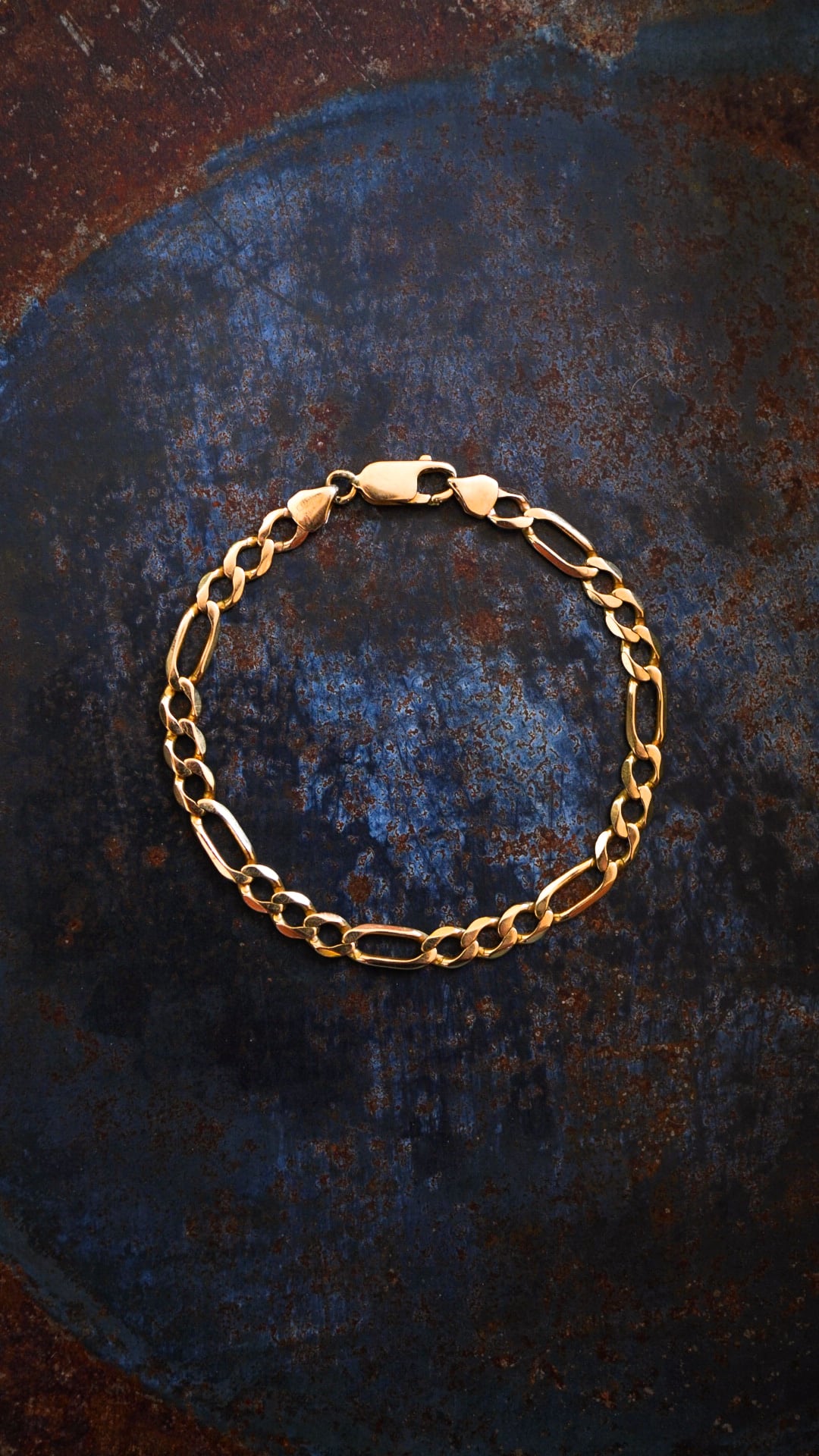 【VINTAGE】U.K. VINTAGE 9ct イエロー ゴールド フィガロ チェーン ブレスレット 《9金 ヴィンテージ》