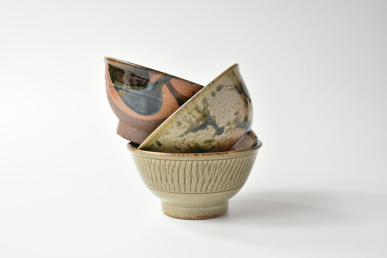 穂生窯 : 4.5寸 飯碗 打ち掛け B