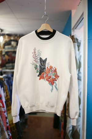 Print sweat “Autumn leaf & Cat”