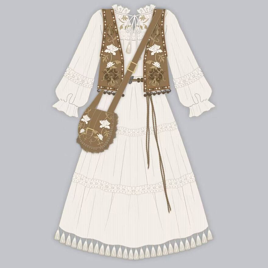 ゴスロリ通販 With U 中華ロリィタ 森ガール 春 秋服 セットアップ 3点