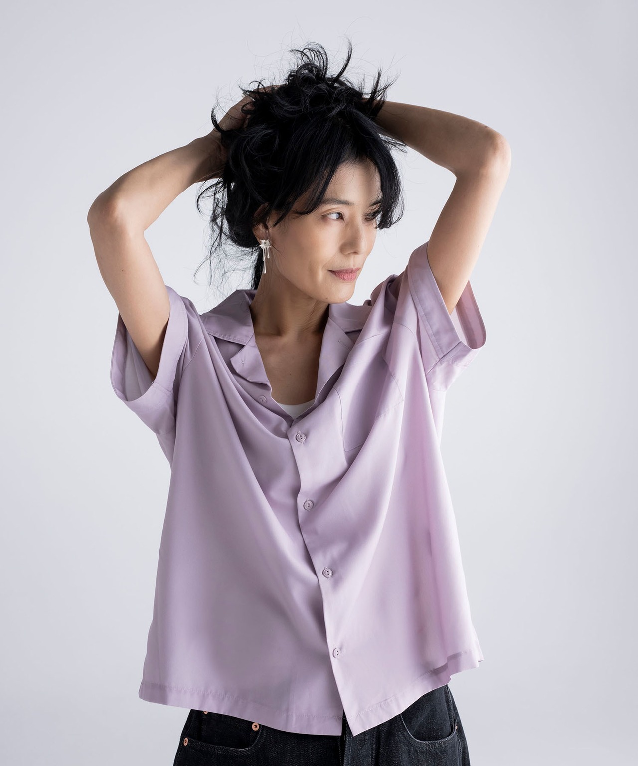 Flower back print shirt［HSS002］