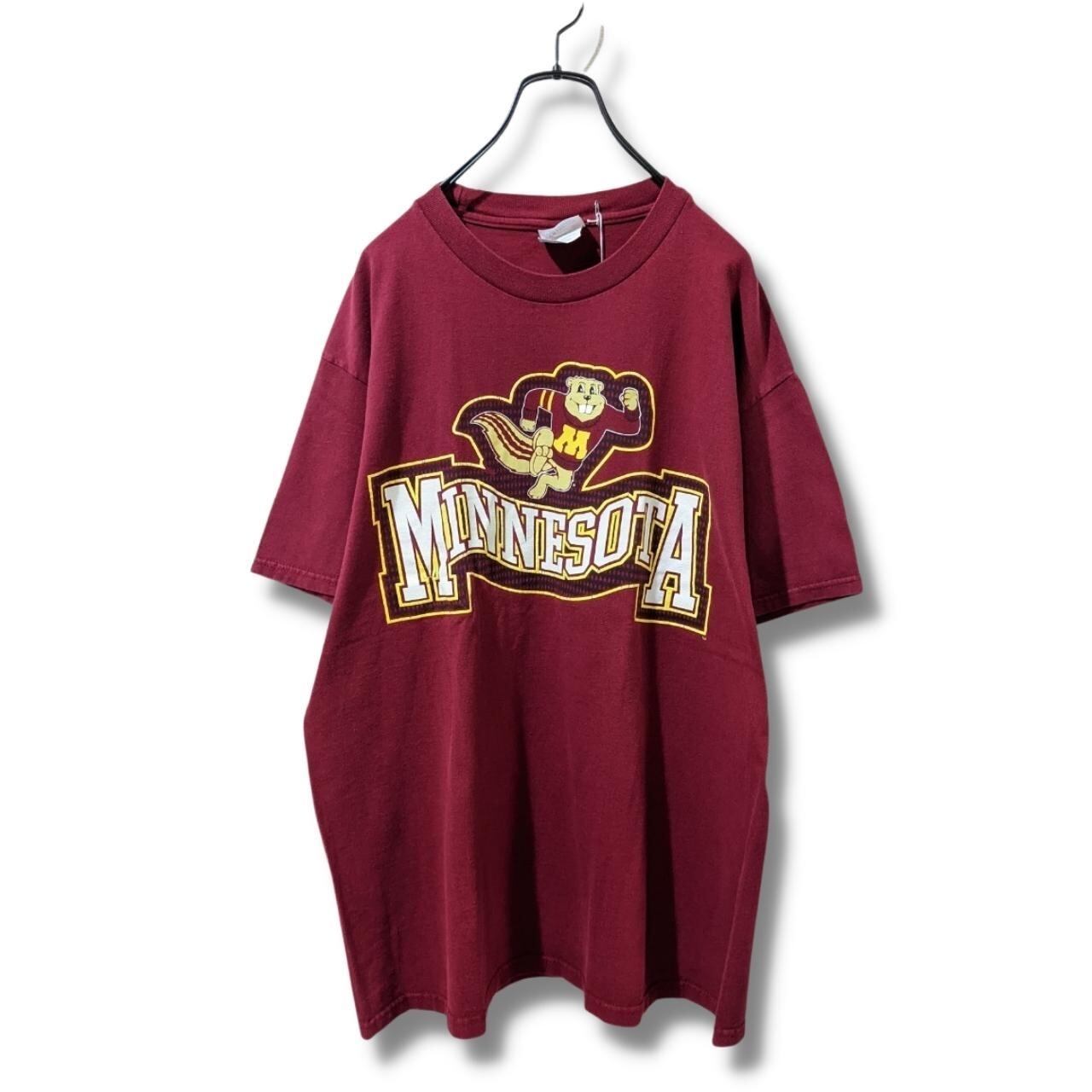 Hanes ヘインズ 古着 Tシャツ ワインレッド アニマル USA BS92