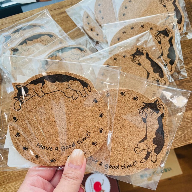 コルクコースター｜黒猫 ねこ ネコ 猫雑貨 猫グッズ  かわいい猫雑貨 おうちカフェ プレゼントにおすすめ カワイイ猫雑貨
