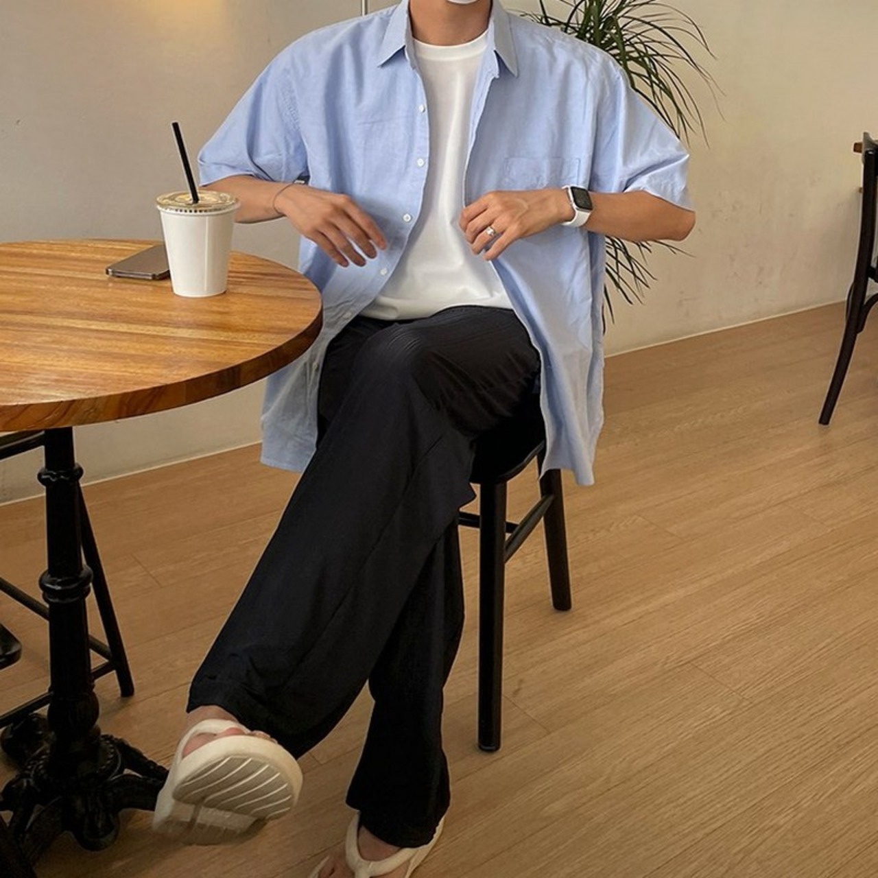 ライトブルー半袖ビッグシャツ　MT0080219