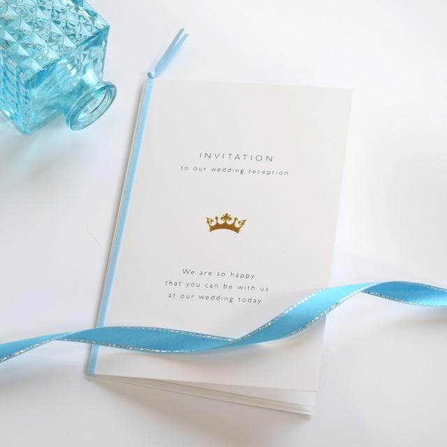 【印刷込み】結婚式　招待状セット／チャーム　ブルー