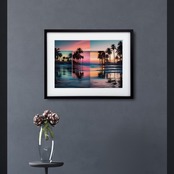 Tropical Reflection｜4つの時間が溶け合う南国アートポスター｜海と夕陽が奏でる癒しのインテリアに最適A3ポスター