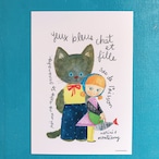 A4 POSTER「青い目の猫と女の子」