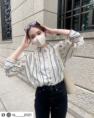 【hi______0121様着用】クルミ釦ストライプシャツ　A1556