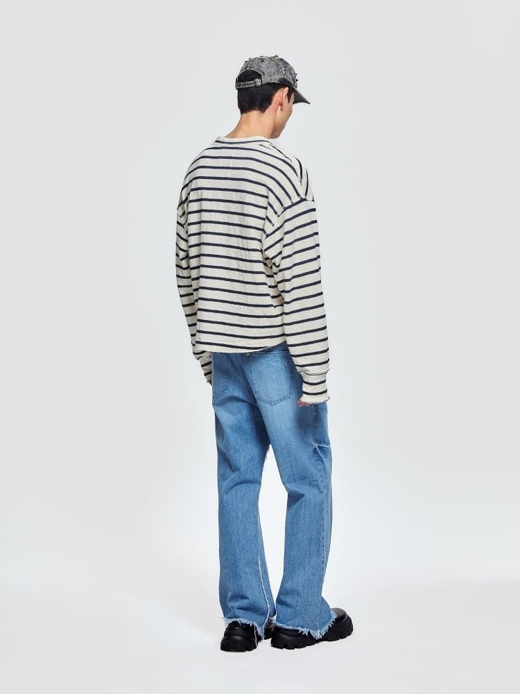 ☆NCT WISH リク 着用！！【MTW】Wide Cropped Henley Shirt | もごつ