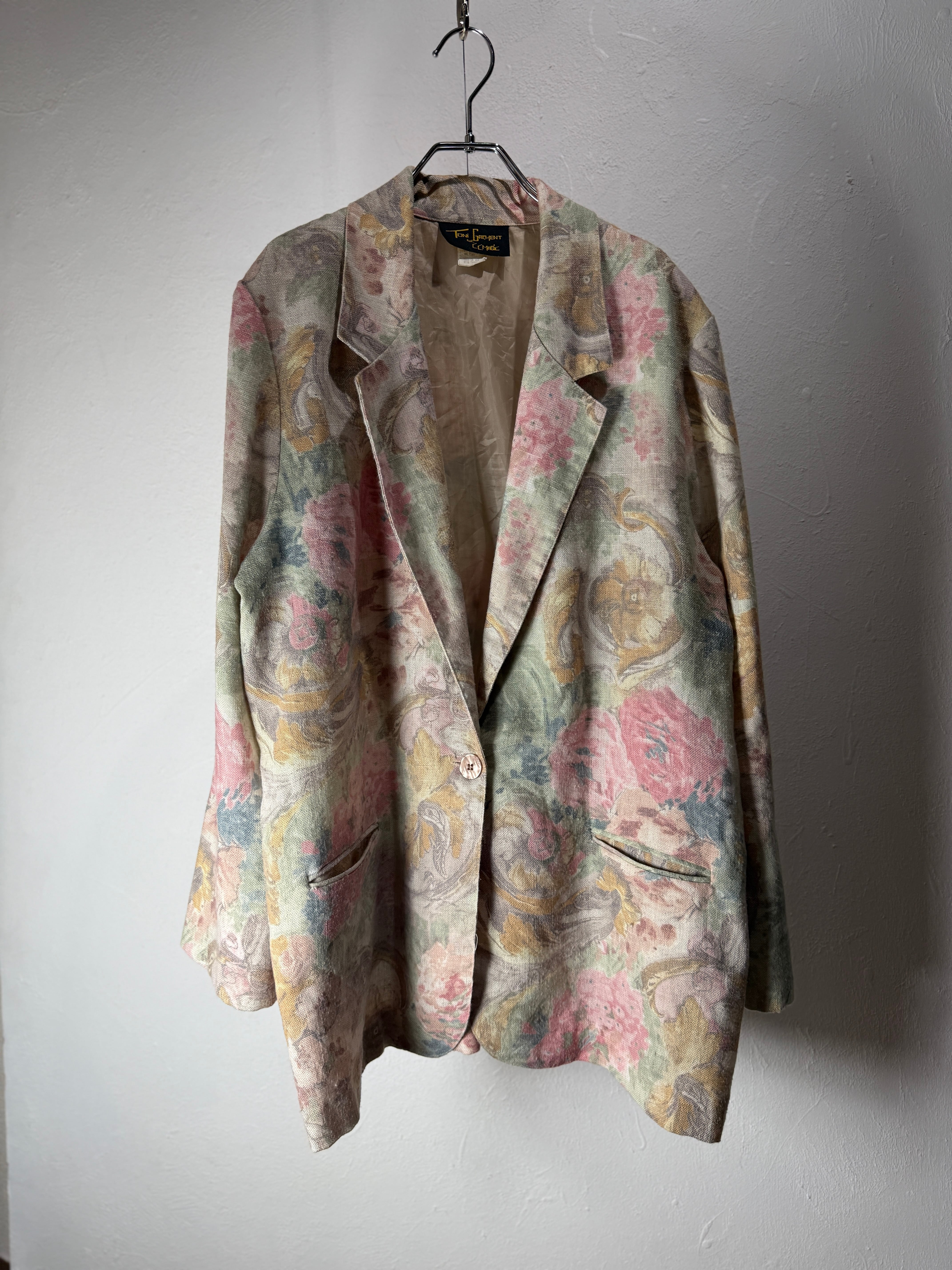 80s USA made faded Floral design jacket