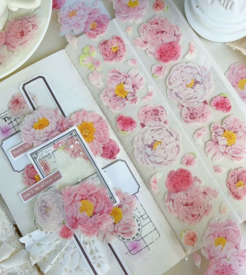 EM54｜yier 壹洱文創【牡丹粉】マスキングテープ / PETテープ