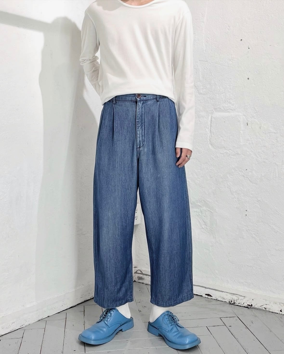 90s MISSONI Cotton×Rayon 2tac Denim Summer Slacks