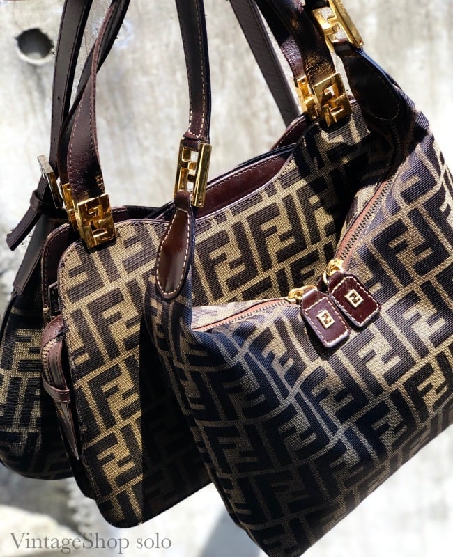 FENDI フェンディ ズッカ ジャガード ホーボー ショルダーバッグ