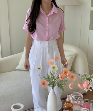 Tropical shirt (white / pink / blue)