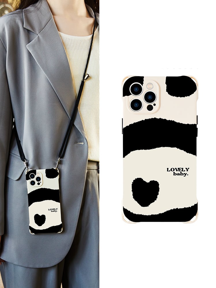 iPhoneケース ショルダーストラップ付き パンダさん iPhone15 15Pro