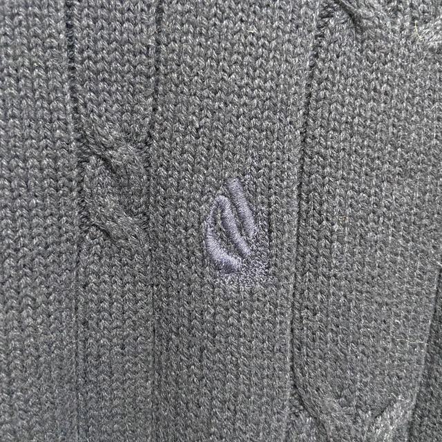 『送料無料』90s nautica ケーブル編みコットンニット　ワンポイント　ネイビー