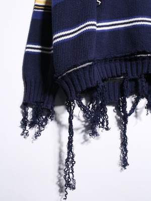 REMAKE / clash bolo × zip  border knit