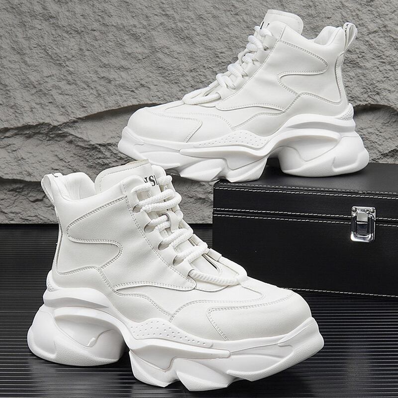 leather sneakers thick sole high-cut sneakers mr0535