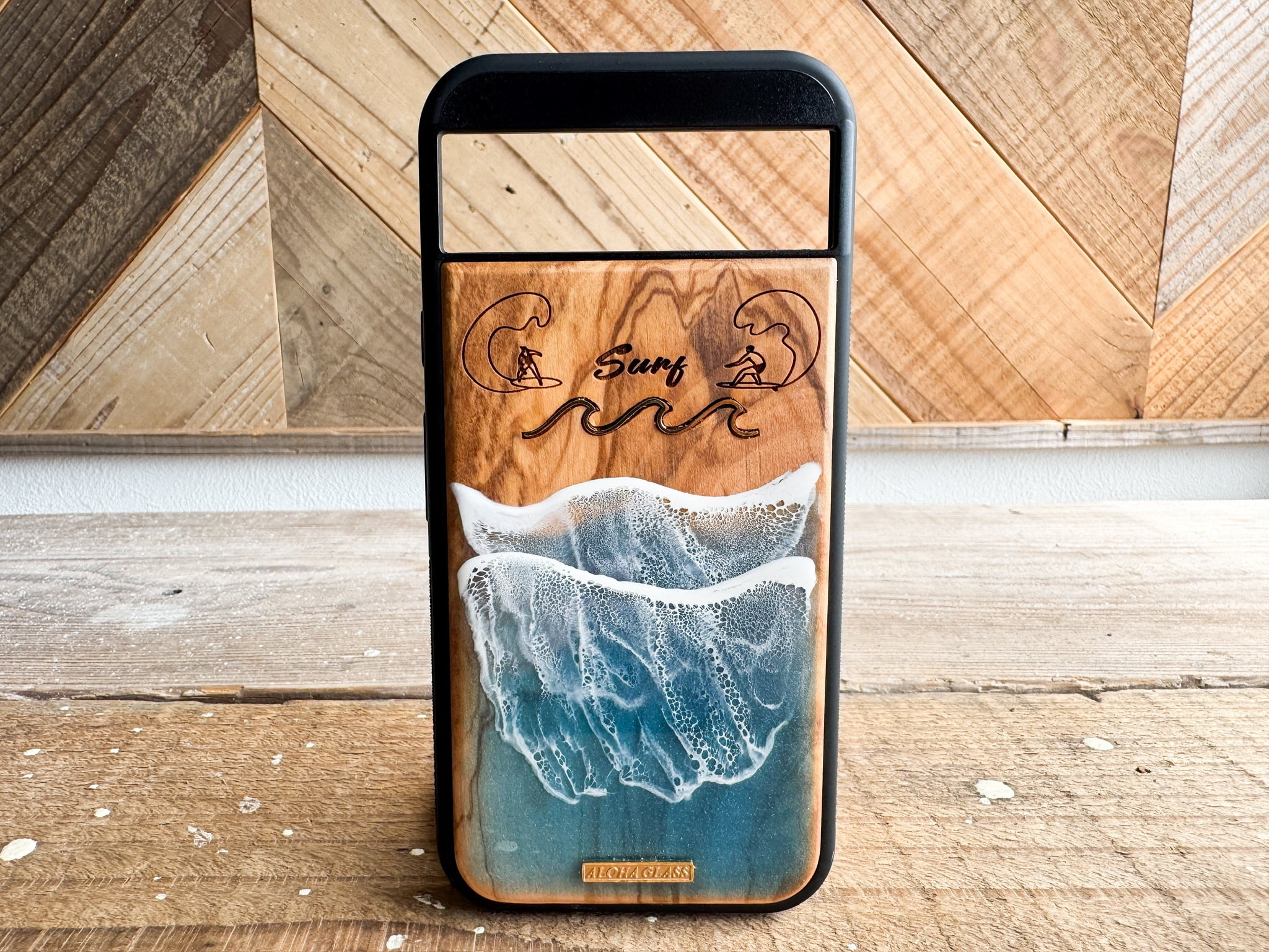 【Google Pixel】Surfers/wood×resin lagoon blue wave(olive wood)