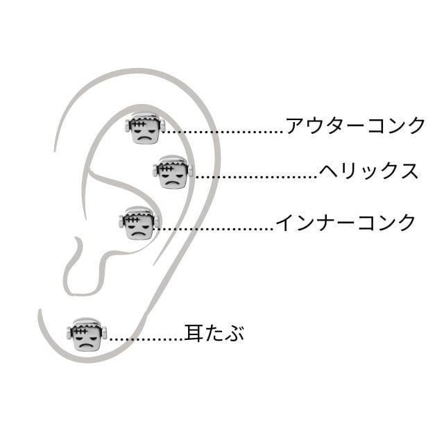 ボディピアス 16G フランケンシュタイン 金属アレルギー対応
