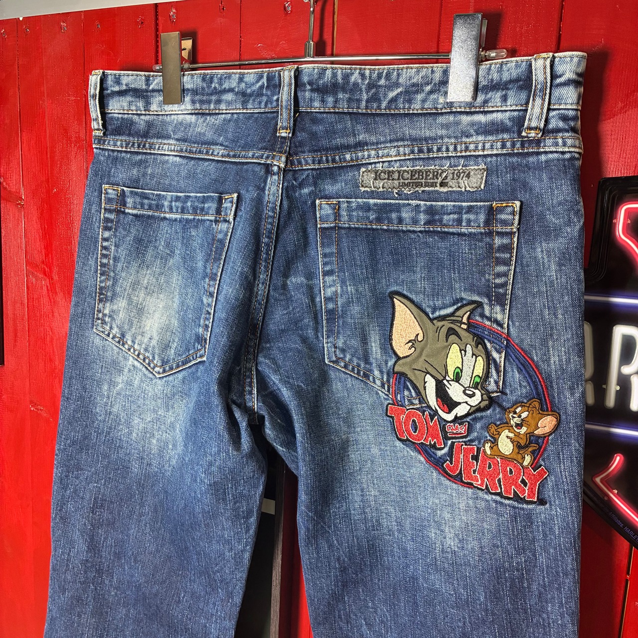 ICEBERG × Tom & Jerry デニムパンツ ダメージデニム W34 トムとジェリー