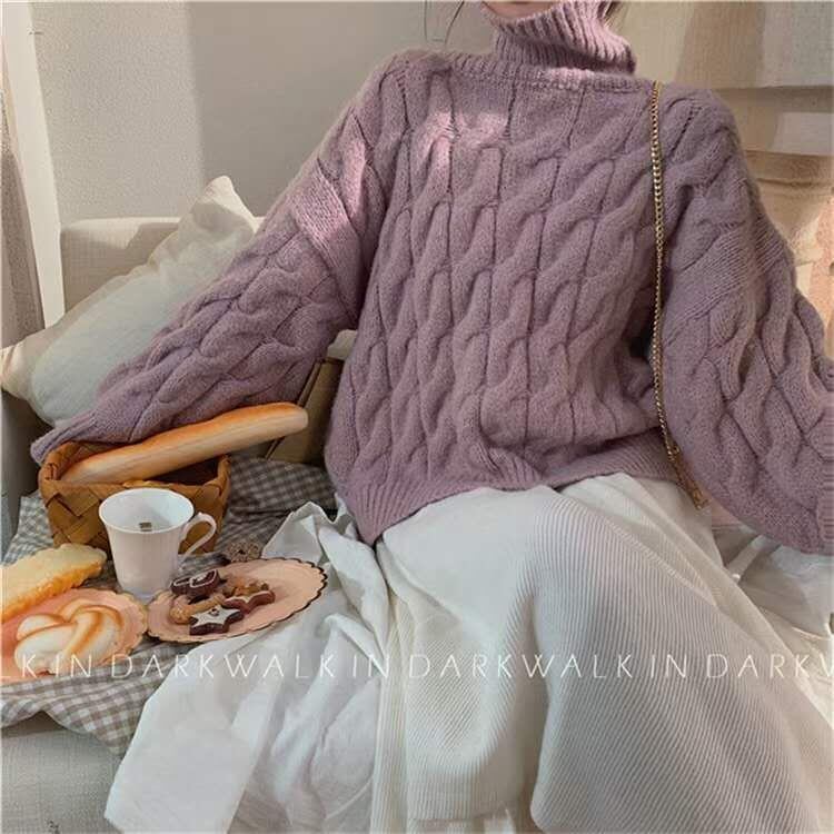 ケーブル編み タートルネックニット　AJ11009-2705