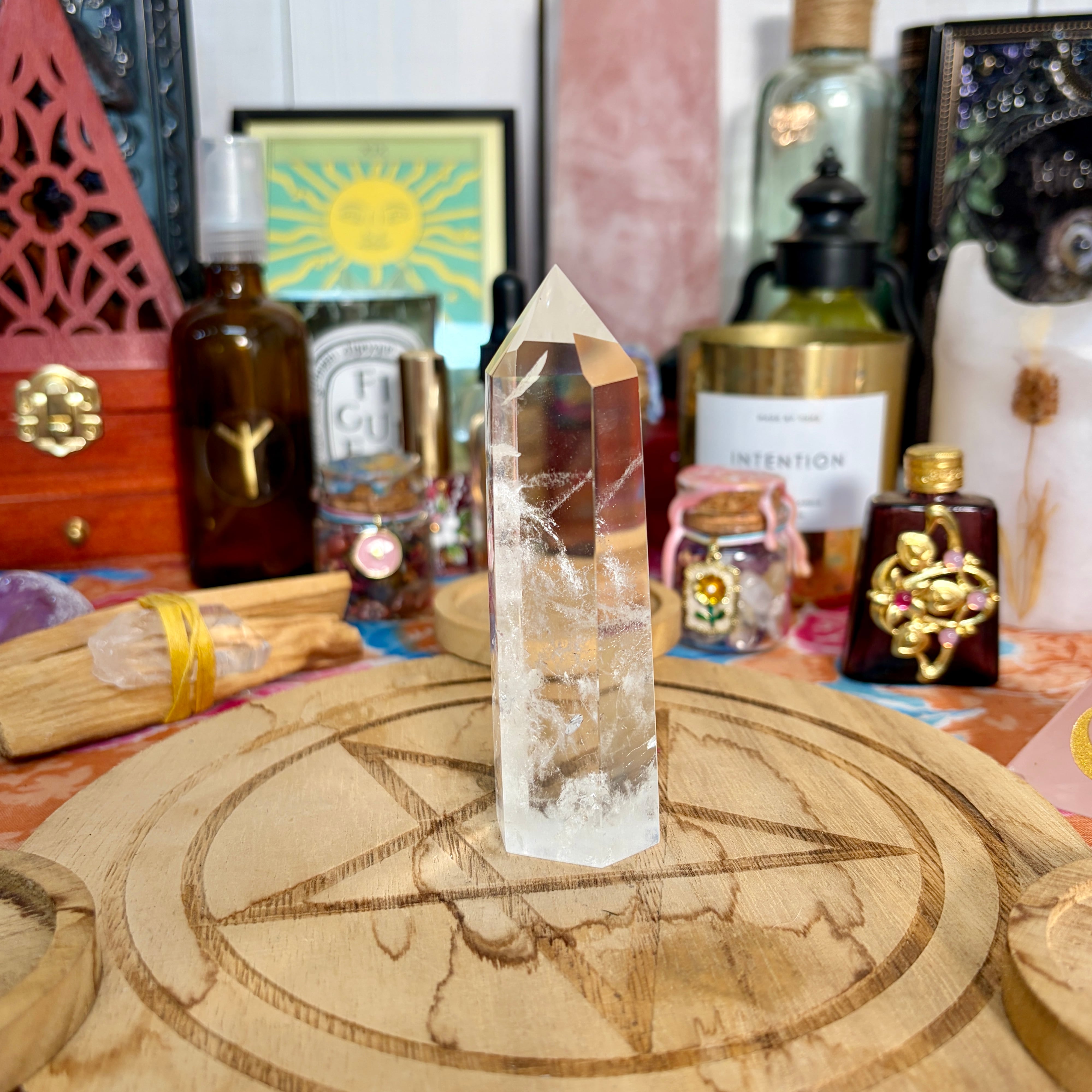 クリスタルクォーツタワー　水晶タワー 魔女の祭壇】 水晶 / クリアクォーツ の ポイントタワー D