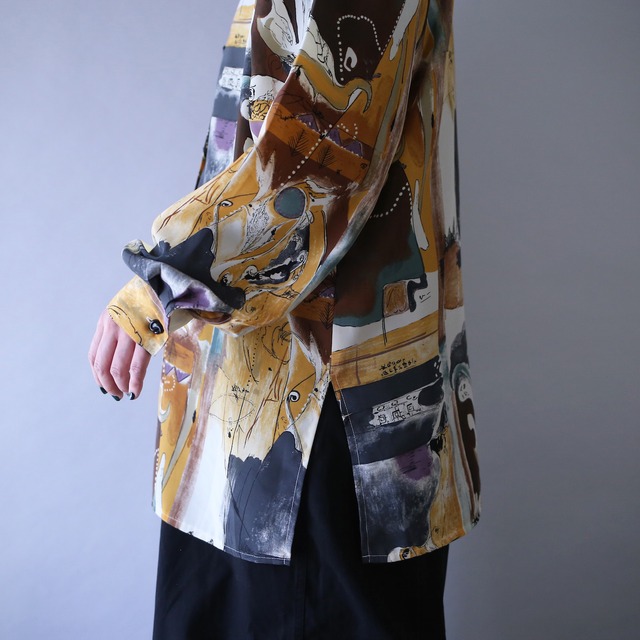 mysterious art pattern loose silhouette shirt