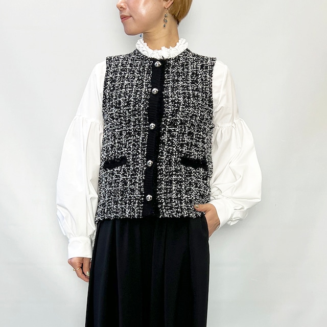 MARILYN MOON マリリンムーン 【SOI-MeME】tweed knit fringe vest 4261-135 2026春夏新作 [送料無料]